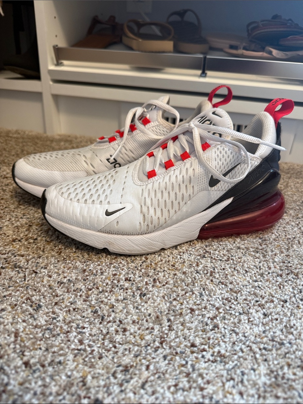 Nike 270’s White Sneakers with Red Accents